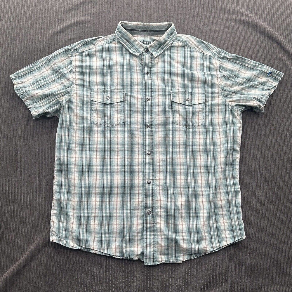 Kuhl Button Up Shirt Men 2XL XXL Cotton Metal Buttons Outdoors Hiking Camping.‎